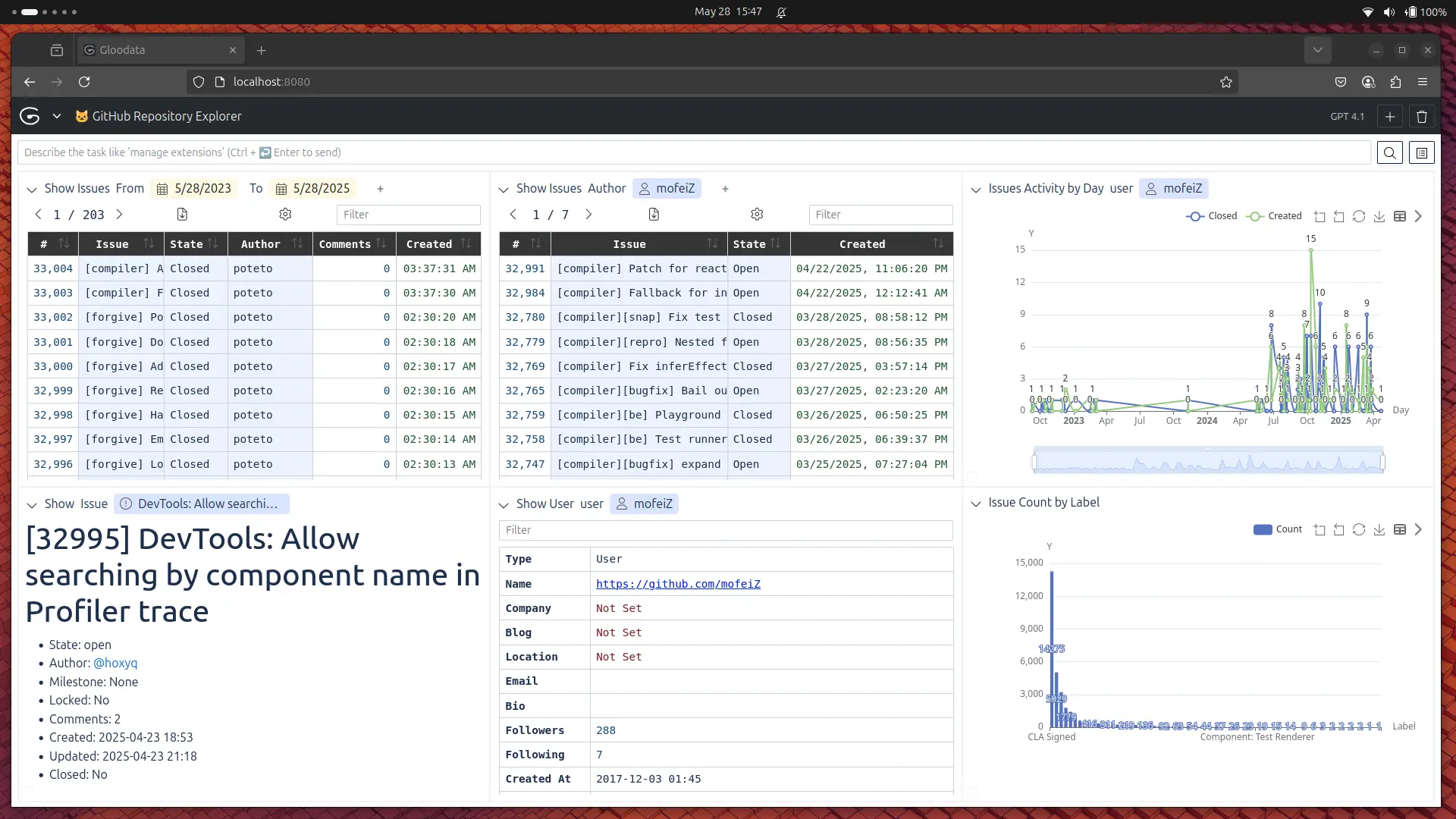 Demography extension screenshot using DuckDB
